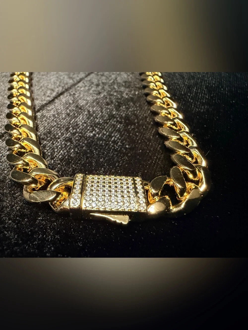 Iced Out Box Lock Cuban 22in 10MM 14K Gold Premium Finish. AAA CZ Brand New